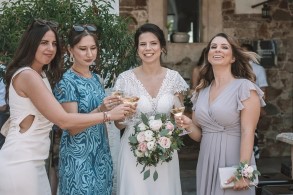 Wedding photography at Lake Bled Castle, Slovenia – elegant couple captured in natural light